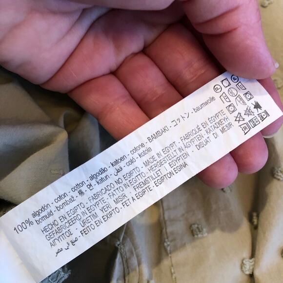 Zara sage green khaki tan swiss dot button down top size Medium cottagecore - Picture 10 of 16